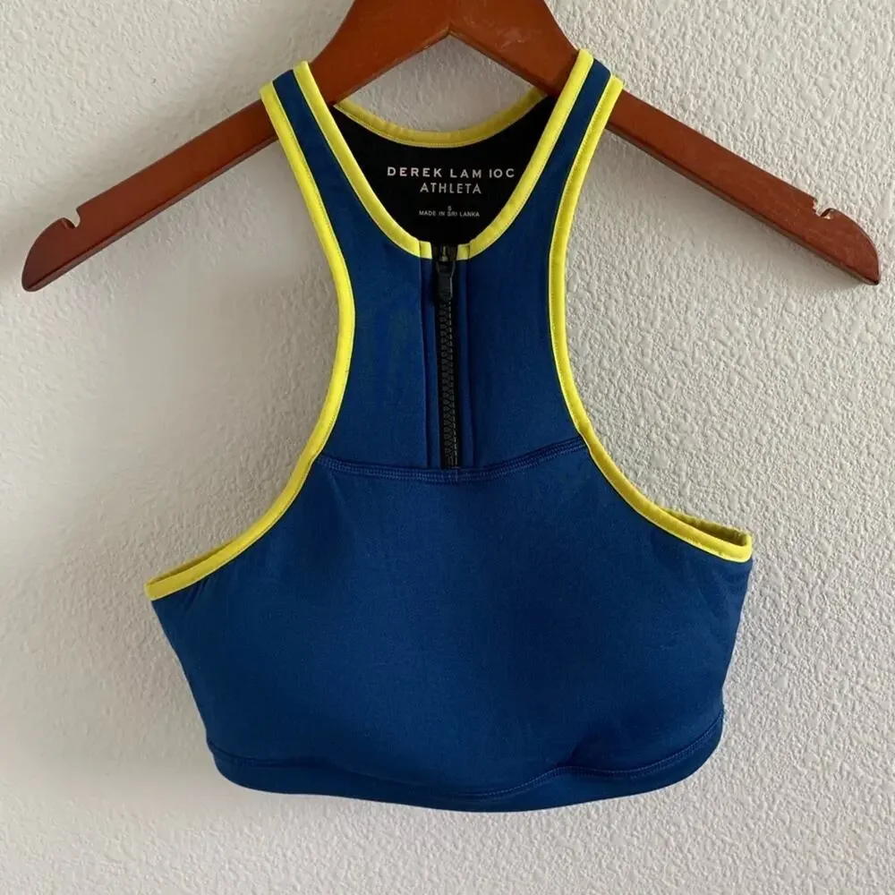 Derek Lam Athleta Neoprene Sports Bra Wetsuit High Neck Zipper Racer Back S